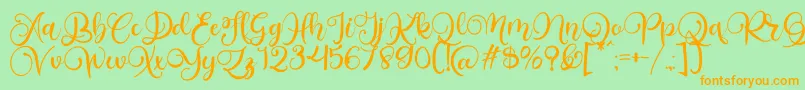 Alarante Script Personal Use Font – Orange Fonts on Green Background