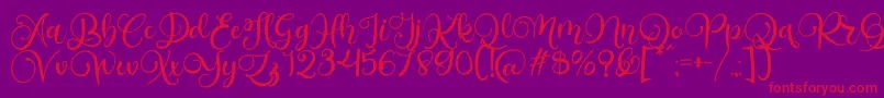 Alarante Script Personal Use Font – Red Fonts on Purple Background