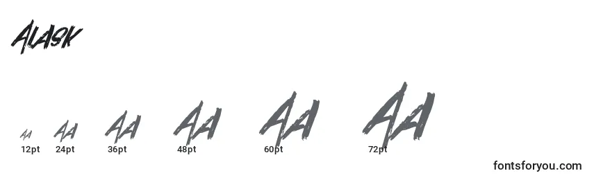 Размеры шрифта Alask