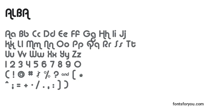 Czcionka ALBA     (118977) – alfabet, cyfry, specjalne znaki