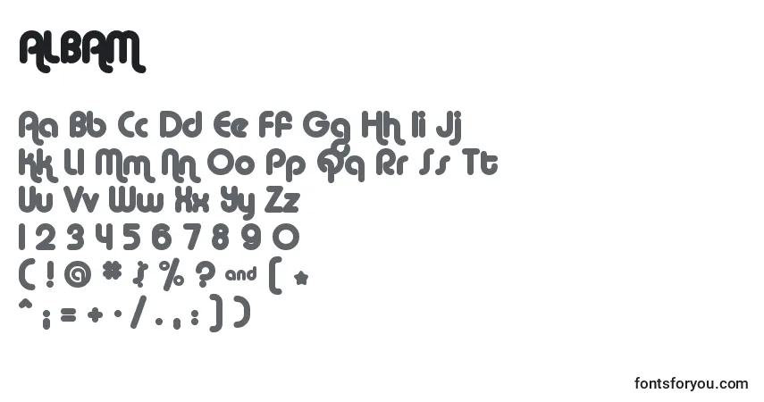 Шрифт ALBAM    (118978) – алфавит, цифры, специальные символы