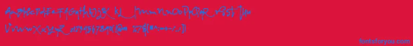 Albanian Regular-Schriftart – Blaue Schriften auf rotem Hintergrund