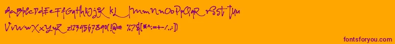 Albanian Regular-Schriftart – Violette Schriften auf orangefarbenem Hintergrund