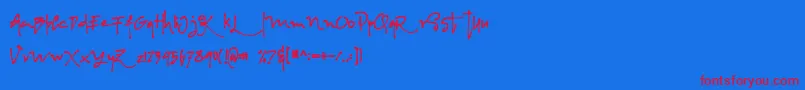 Albanian Regular-Schriftart – Rote Schriften auf blauem Hintergrund