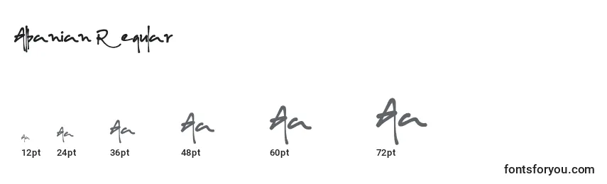 Albanian Regular Font Sizes
