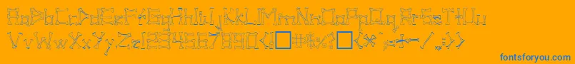 PirateRegular-Schriftart – Blaue Schriften auf orangefarbenem Hintergrund