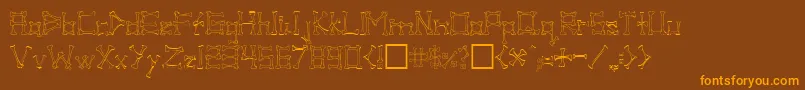 PirateRegular-Schriftart – Orangefarbene Schriften auf braunem Hintergrund