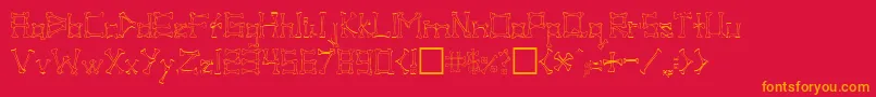PirateRegular-fontti – oranssit fontit punaisella taustalla