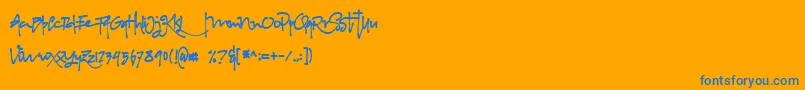 Albanian Regular Font – Blue Fonts on Orange Background
