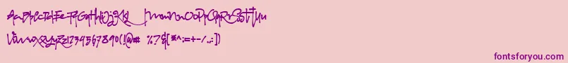 Albanian Regular-Schriftart – Violette Schriften auf rosa Hintergrund