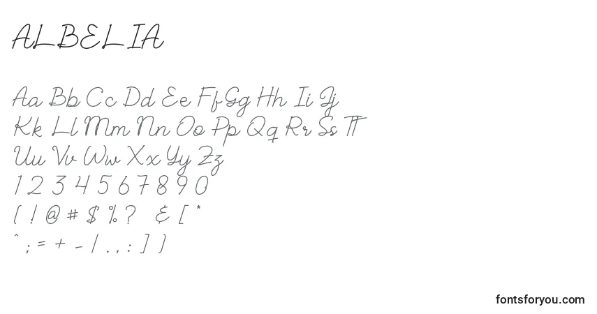 Fuente ALBELIA - alfabeto, números, caracteres especiales