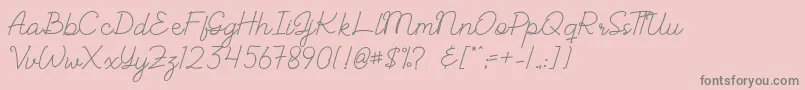 ALBELIA-fontti – harmaat kirjasimet vaaleanpunaisella taustalla