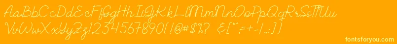 Więcej informacji o czcionce ALBELIA Czcionka ALBELIA – żółte czcionki na pomarańczowym tle