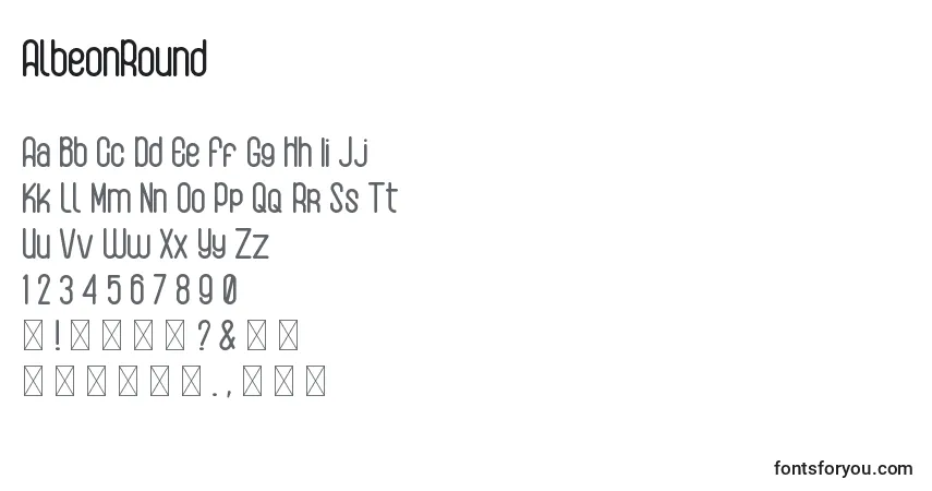 Czcionka AlbeonRound – alfabet, cyfry, specjalne znaki
