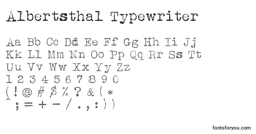 A fonte Albertsthal Typewriter (118991) – alfabeto, números, caracteres especiais