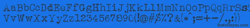 Czcionka Albertsthal Typewriter – czarne czcionki na niebieskim tle