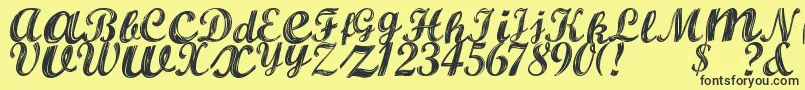Fonte ALBURA Regular – fontes pretas em um fundo amarelo