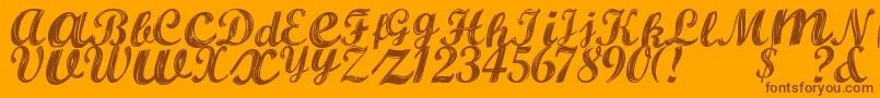 ALBURA Regular-Schriftart – Braune Schriften auf orangefarbenem Hintergrund