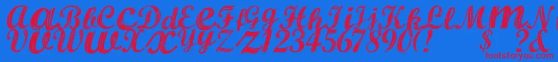 ALBURA Regular-fontti – punaiset fontit sinisellä taustalla