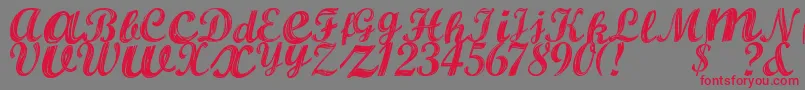 フォントALBURA Regular – 赤い文字の灰色の背景