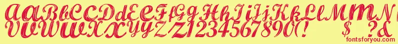 ALBURA Regular Font – Red Fonts on Yellow Background