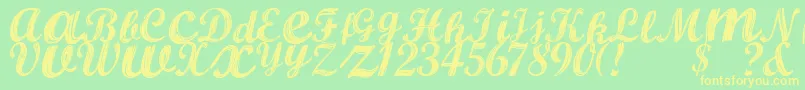 フォントALBURA Regular – 黄色の文字が緑の背景にあります