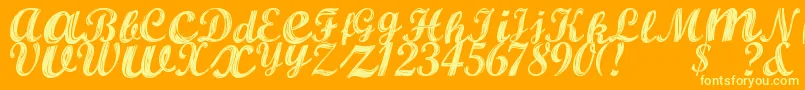 ALBURA Regular-Schriftart – Gelbe Schriften auf orangefarbenem Hintergrund