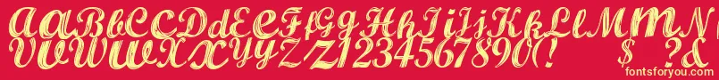 ALBURA Regular Font – Yellow Fonts on Red Background