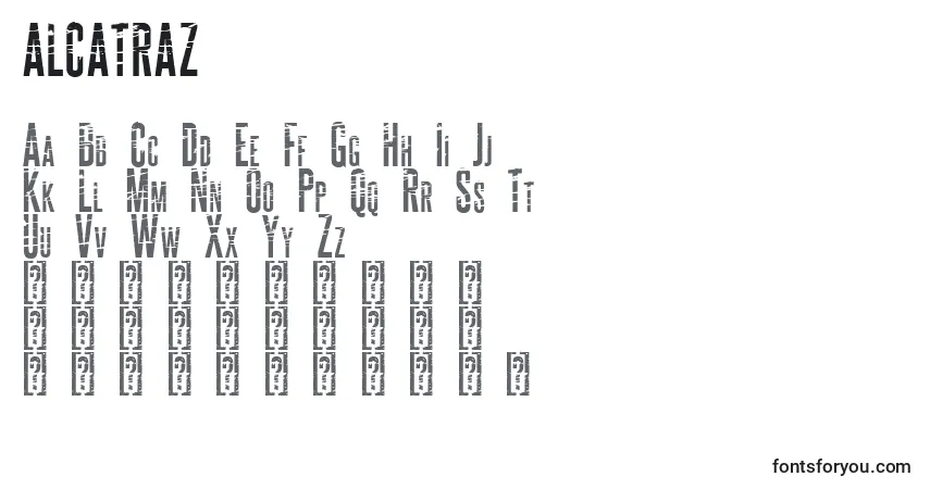 Fuente ALCATRAZ - alfabeto, números, caracteres especiales