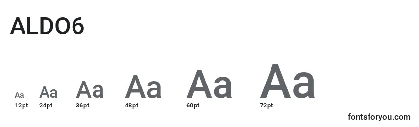 Размеры шрифта ALDO6 (118999)