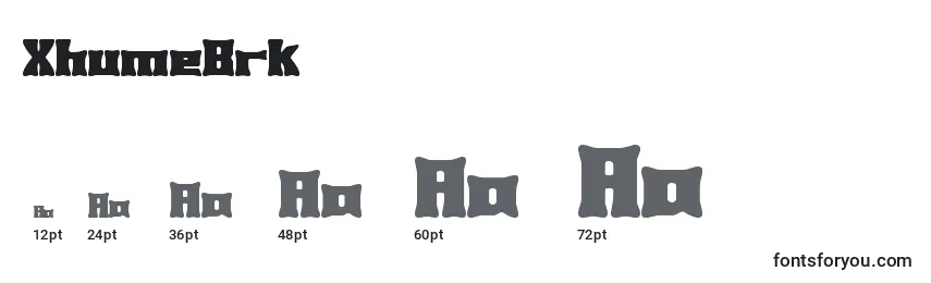 sizes of xhumebrk font, xhumebrk sizes
