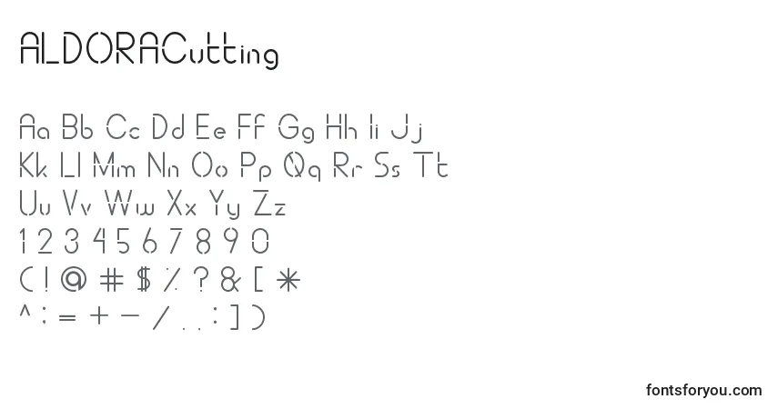 A fonte ALDORACutting – alfabeto, números, caracteres especiais