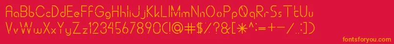 フォントALDORACutting – 赤い背景にオレンジの文字