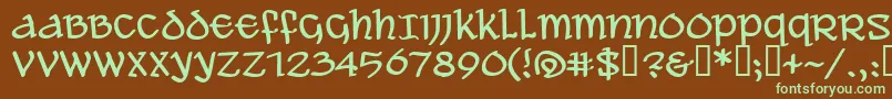 フォントALEAWB   – 緑色の文字が茶色の背景にあります。