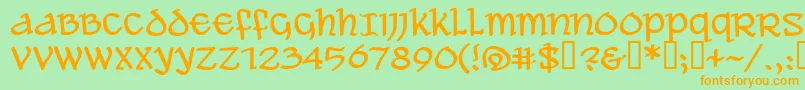 フォントALEAWB   – オレンジの文字が緑の背景にあります。