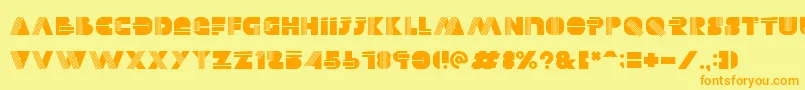 フォントAlectro – オレンジの文字が黄色の背景にあります。