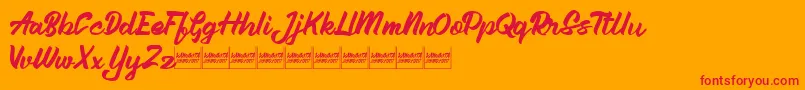 Aleenademo-Schriftart – Rote Schriften auf orangefarbenem Hintergrund