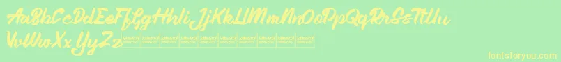 フォントAleenademo – 黄色の文字が緑の背景にあります