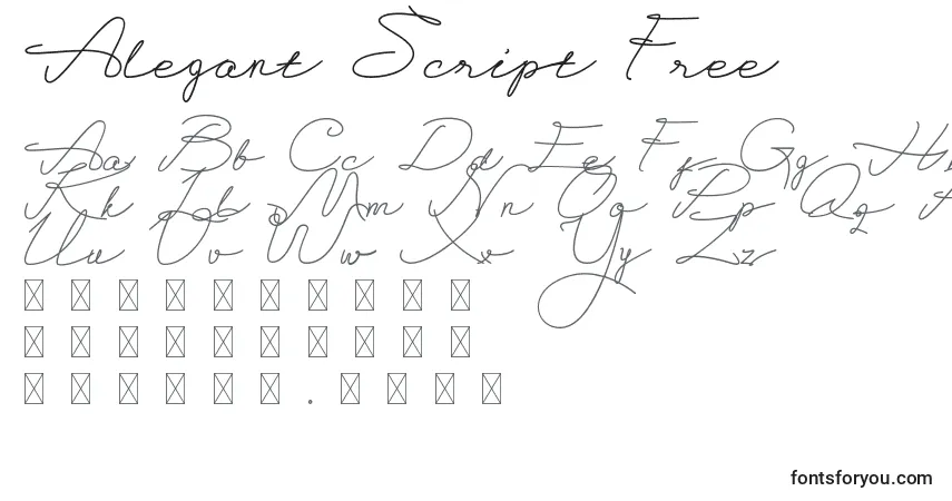 Alegant Script Free-fontti – aakkoset, numerot, erikoismerkit