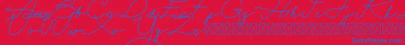 Alegant Script Free-Schriftart – Blaue Schriften auf rotem Hintergrund