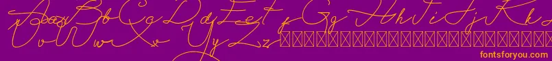 Alegant Script Free Font – Orange Fonts on Purple Background