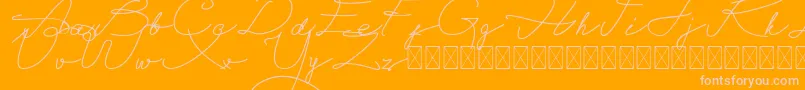 Alegant Script Free-Schriftart – Rosa Schriften auf orangefarbenem Hintergrund