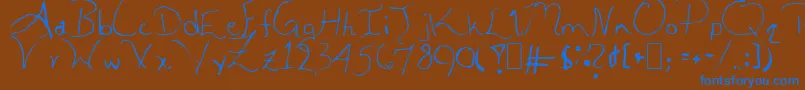 ALEIA-Schriftart – Blaue Schriften auf braunem Hintergrund