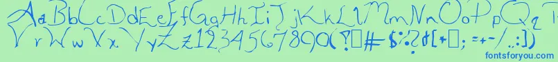 フォントALEIA – 青い文字は緑の背景です。