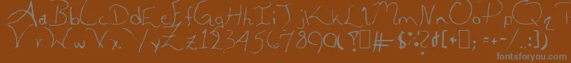 ALEIA-fontti – harmaat kirjasimet ruskealla taustalla