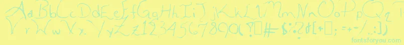 Weitere Informationen zur ALEIA-Schriftart ALEIA-Schriftart – Grüne Schriften auf gelbem Hintergrund