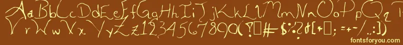 ALEIA-Schriftart – Gelbe Schriften auf braunem Hintergrund