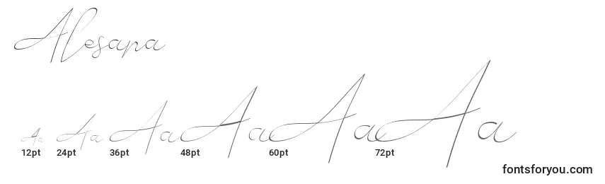 Размеры шрифта Alesana