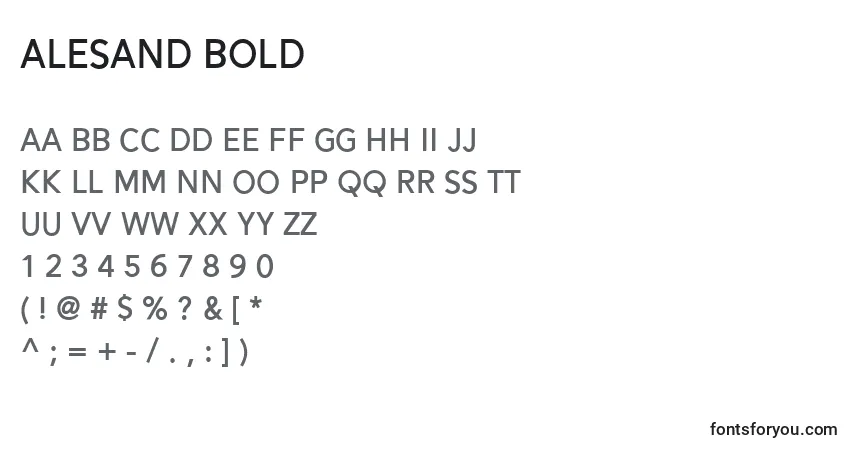 Schriftart Alesand Bold (119014) – Alphabet, Zahlen, spezielle Symbole