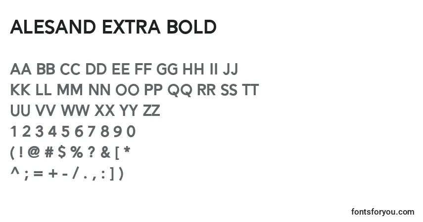 Schriftart Alesand Extra Bold (119016) – Alphabet, Zahlen, spezielle Symbole